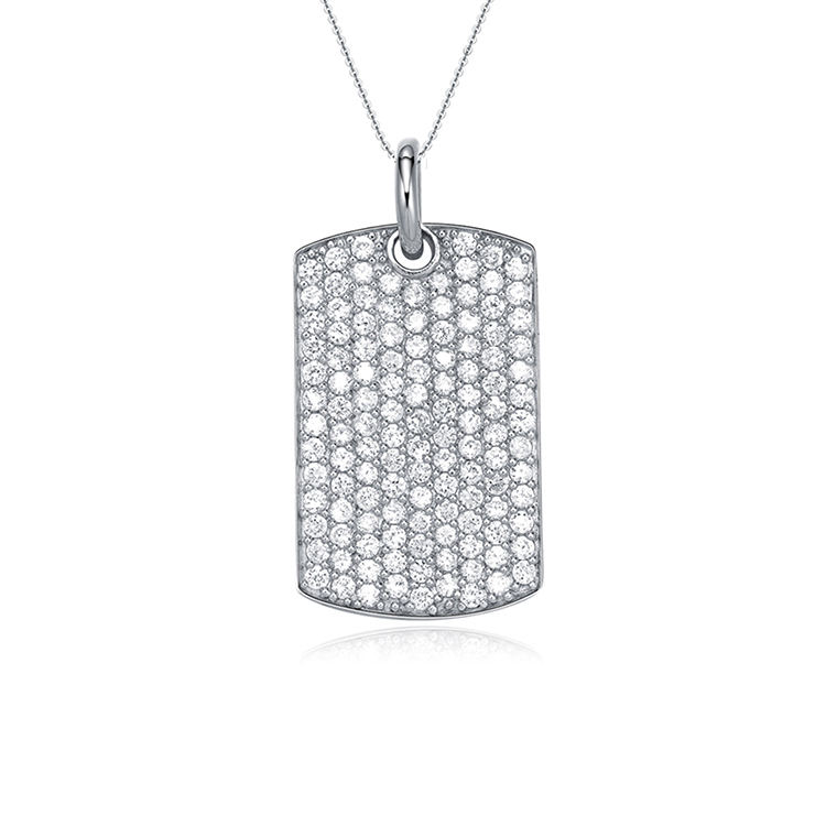 Cubic Zirconia Jewelry Elegant luxury Pendant rectangle 925 Sterling Silver Necklace jewelry(图2)