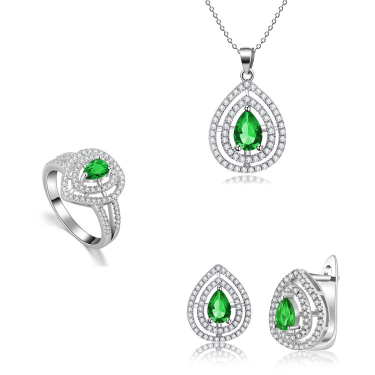Good Quality Earring Ring And Pendant Necklaces Women 925 Sterling Silver Jewelry set(图3)