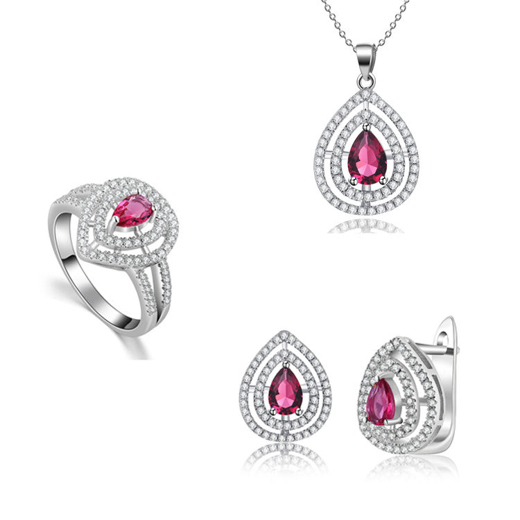 Good Quality Earring Ring And Pendant Necklaces Women 925 Sterling Silver Jewelry set(图4)