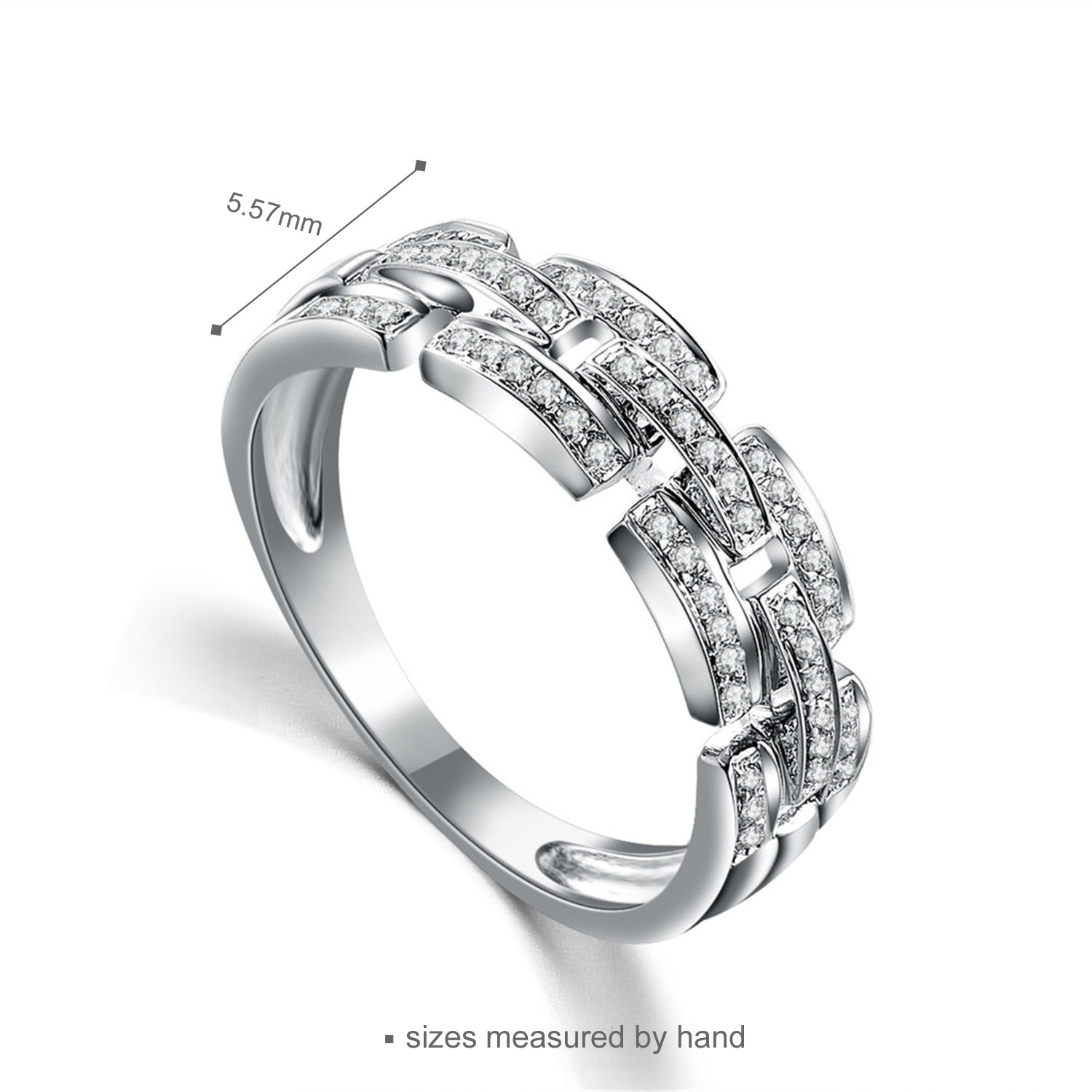 Accessories Rhodium Plated Geometric Square Design CZ Engagement Jewelry 925 Sterling Silver Rings(图5)