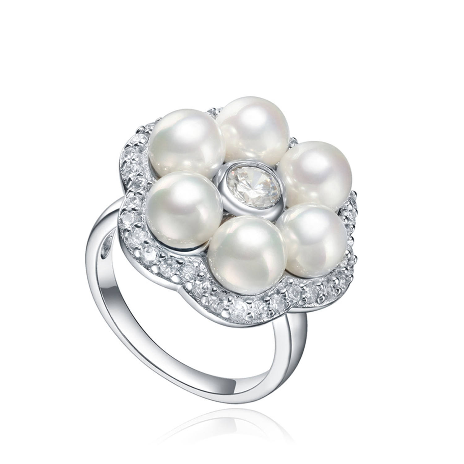 Elegant Stylish 925 sterling Silver ring white pearl jewelry sets for women(图1)