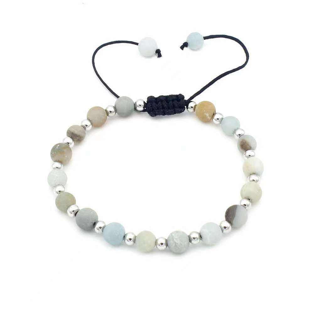 Unisex Fashionable 8mm Natural Stone Copper Beads Adjustable Accessories Beaded Braclet(图5)